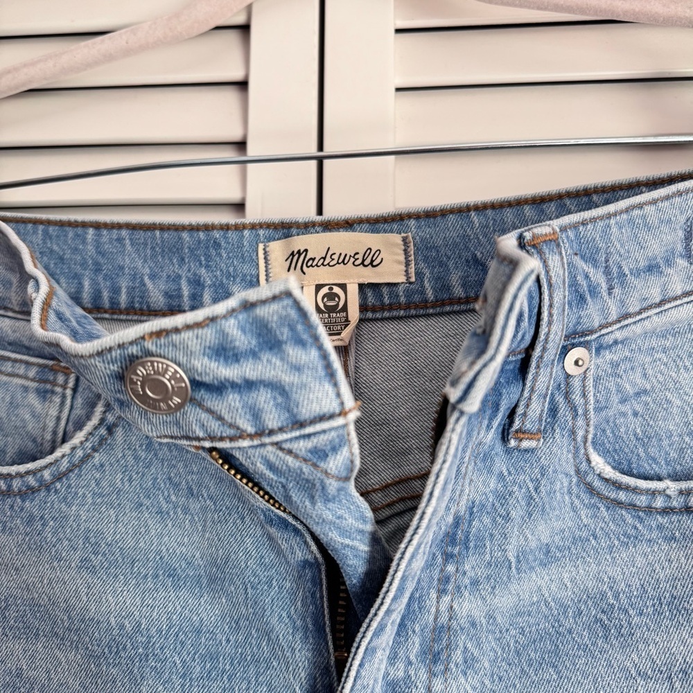 Madewell The Pride Relaxed Mid Length Denim Blue Shorts Festival Parade Size 25 - Picture 5 of 10